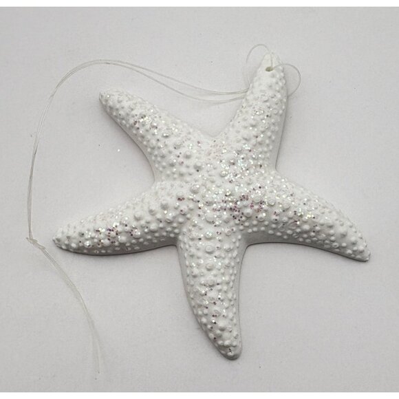 Vitnage White Starfish Christmas Tree Ornament Glitter Accent Beach Nautical - Picture 5 of 6